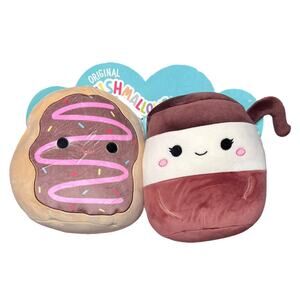 Squishmallows The Perfect Pair Deja Donut and Aniela Coffee Pot Plush Set